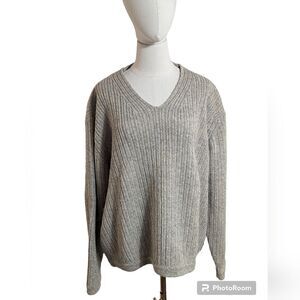 Woolrich Gray V Neck Wool Blend Sweater